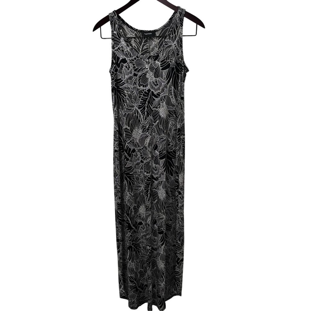 Karen Kane Womens M Black & White Floral Maxi Dress Sleeveless Stretchy Witchy